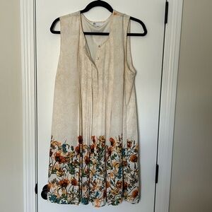 DR2 - XL - cream and multi floral dress / tunic